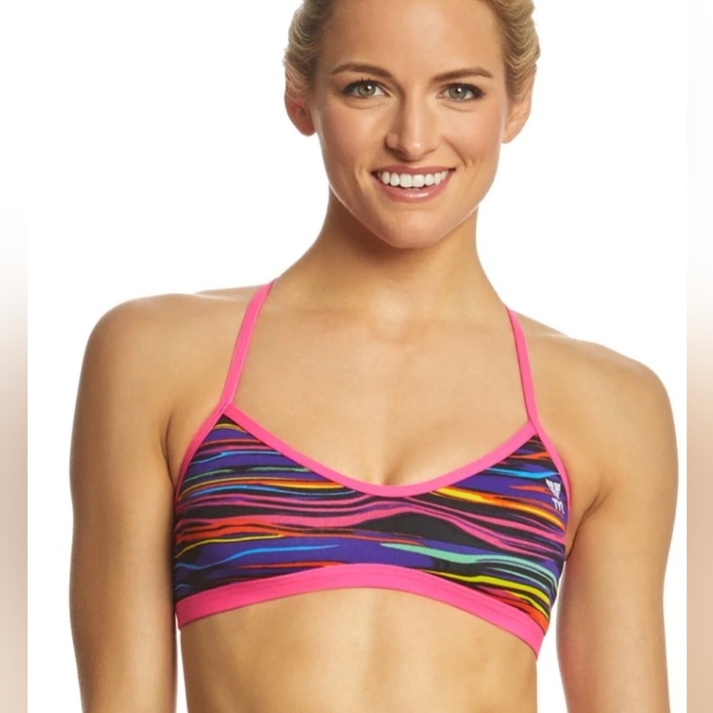 TYR Women's Fresno Trinity Top, BTFRE7A. Purple/Multicolor, L(10/12)